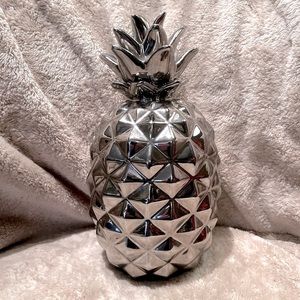 Polished Crome Silver Pineapple Sculpture 6” x 10 1/2”
